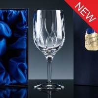 Elite Fully Cut Lead Crystal 10oz Wine Glass, Single, Satin Boxed