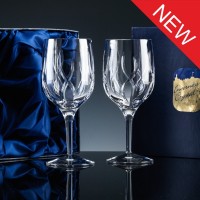 Elite Fully Cut Lead Crystal 10oz Wine Glass, Pair, Satin Boxed