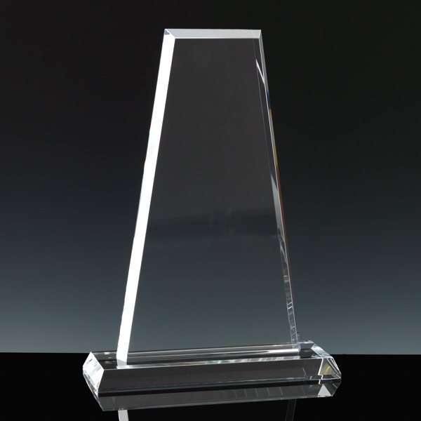 Optical Crystal Award 12 inch Glen Coe, Single, Velvet Casket