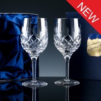 Inverness Crystal Premier Fully Cut Lead Crystal 10oz Wine Glass, Pair, Satin Boxed